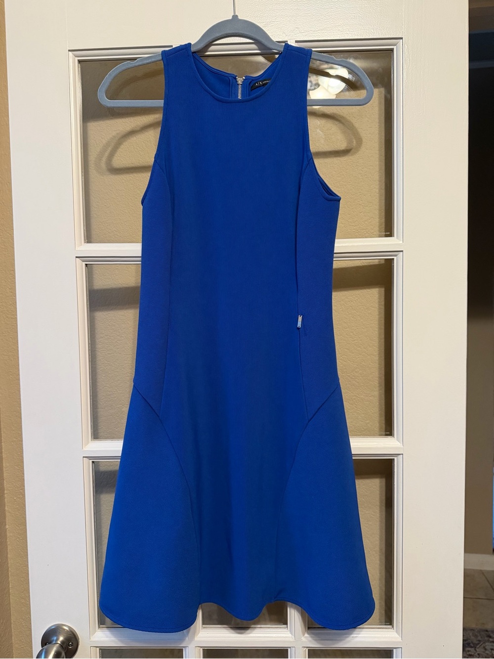 Armani Exchange Royal Blue Sleeveless A-Line Mini Dress